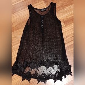 Lace sleeveless mesh top, L-XL, never worn